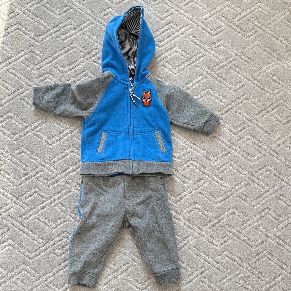 Little Marc Jacobs Blue and Gray Hoodie Set with Fox Patch